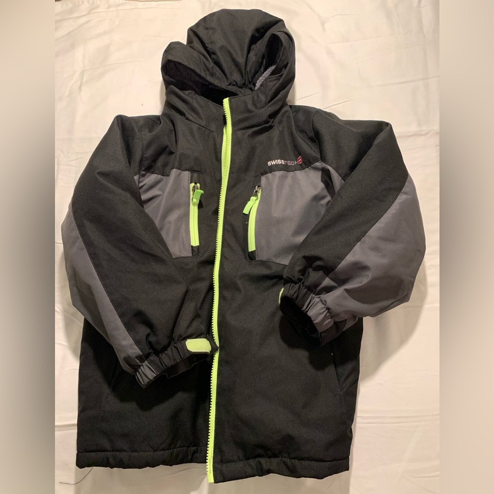 Swiss Tech Black Jacket with Lime Accents